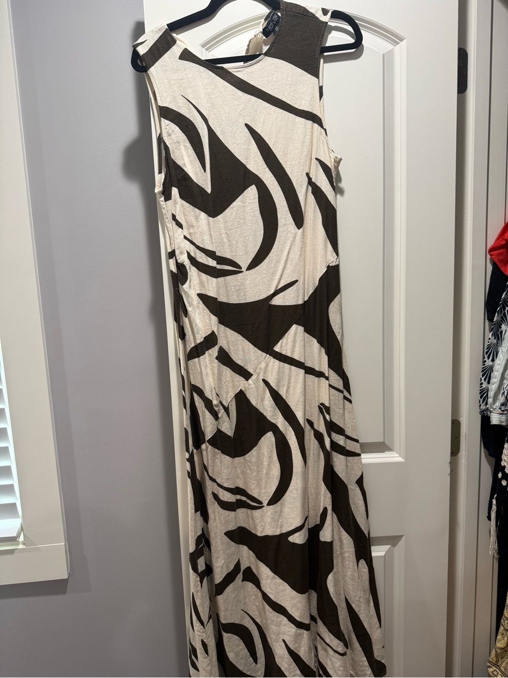 Rachel Zoe Maxi Cream and Dark Green Dress